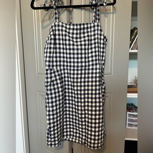 Express plaid blue tie dress